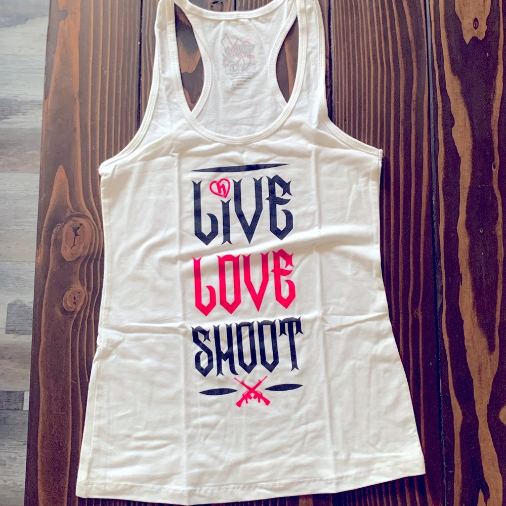 Woman’s Hostility Racer Back Tank.